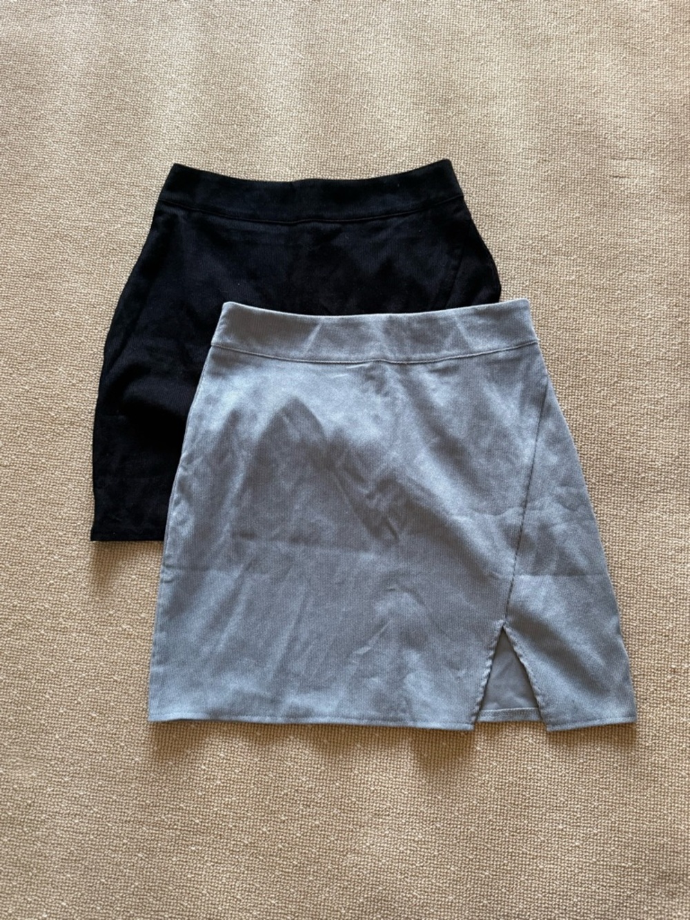 Black & Gray Mini Skirt Set Bodycon High Waist S